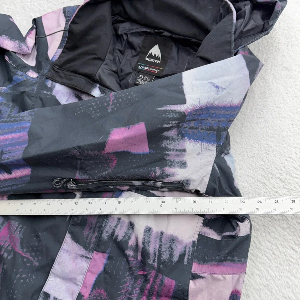 Burton Living Lining Mens XL Snowboard‎ Jacket Purple Black Abstract Graphic Zip